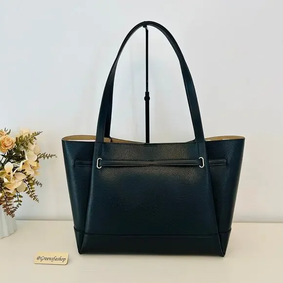 Michael Kors Purse Reed Large Logo Tote Bag Black MK - Picture 4 of 8